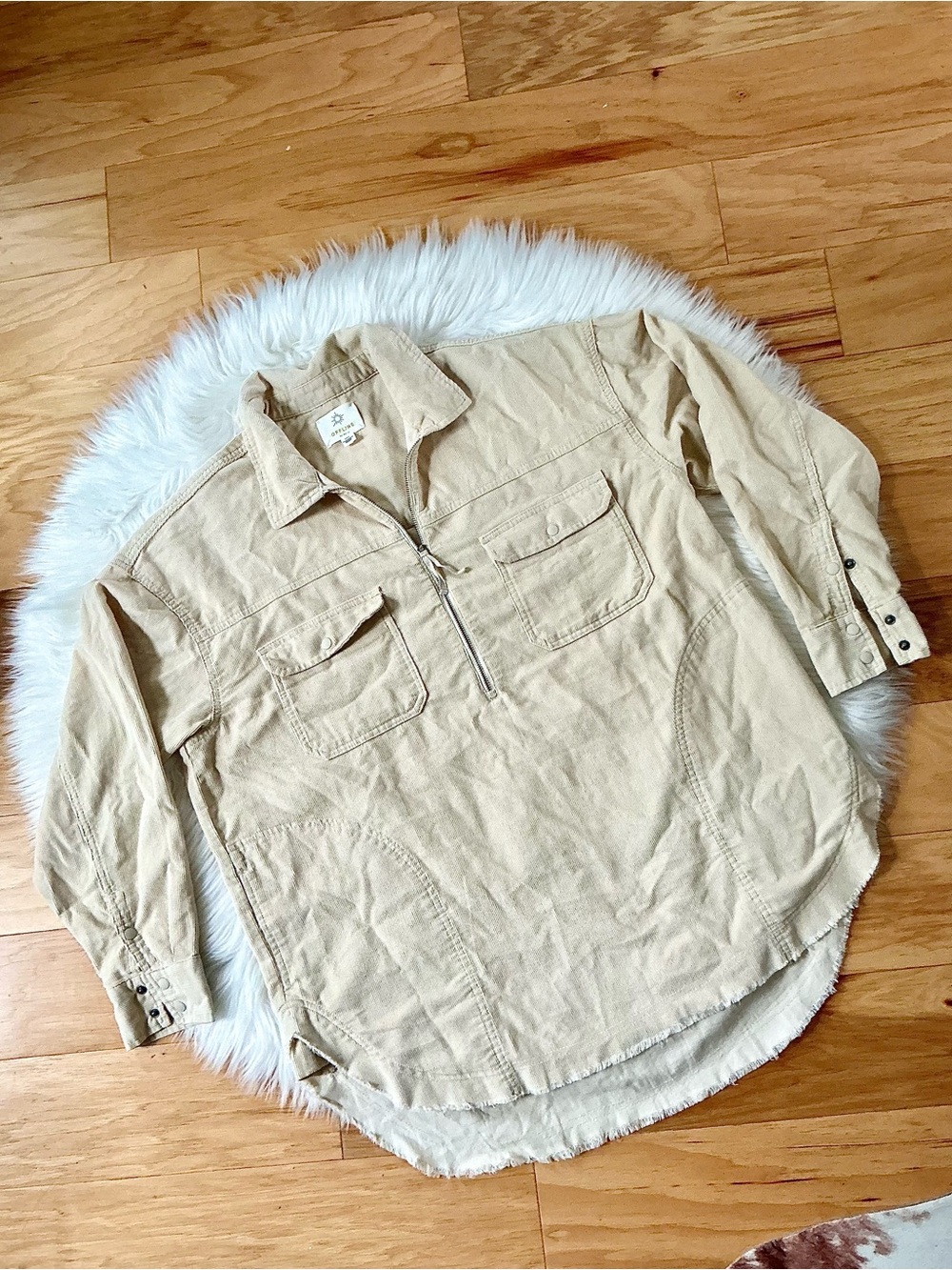 aerie Offline Oversized Long Sleeve Half-Zip Corduroy Utility Pullover Size Med